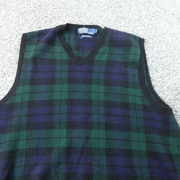 Polo by Ralph Lauren Other - VTG Polo Ralph Lauren Vest Mens L Blackwatch Tartan Plaid Lambswool Sweater 90s